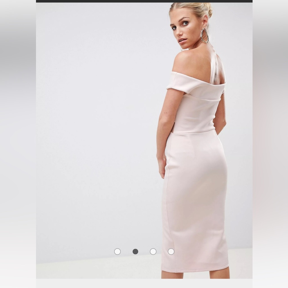 ASOS Bodycon Pink Midi Dress Size 2 - Picture 3 of 7
